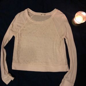 Skull design long sleeve cropped shirt